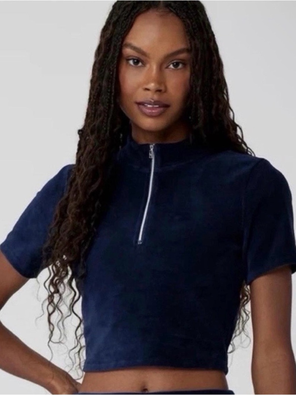ALO Micro Corduroy Winter Break Cropped Mock Neck - Picture 4 of 4